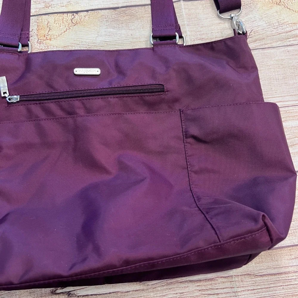 Baggallini Any Day Tote Plum Purple Nylon RFID Crossbody Travel Bag